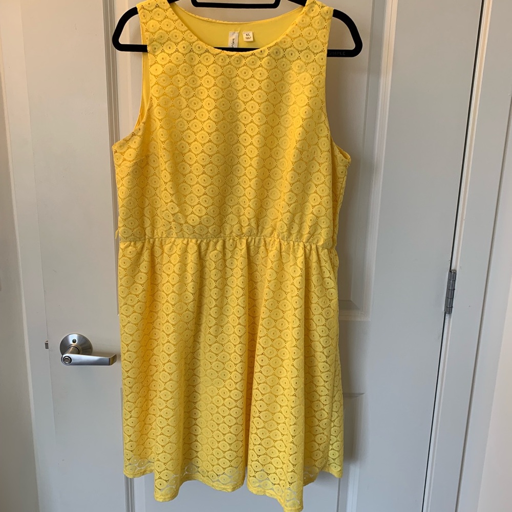 TACERA Yellow Eyelet Dress